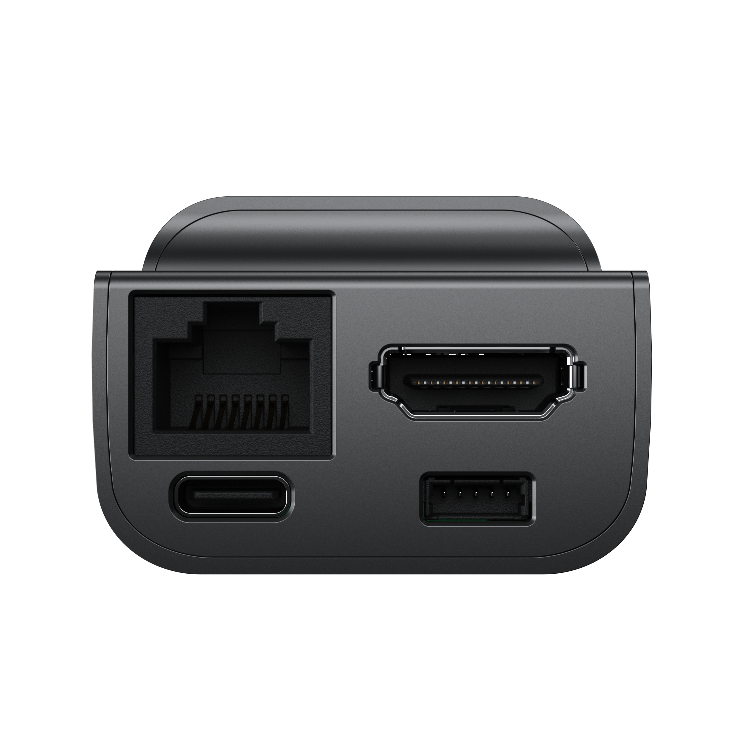 Back of JetKVM showing full-size HDMI and new connector layout